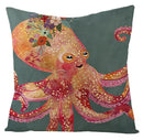 Axyaa Kawaii Flower Linen Pillow Case 45x45 cm Cute Animal Cushion Cover