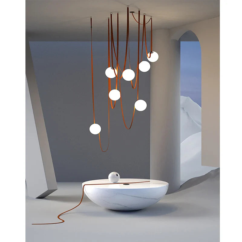 Axyaa Wabi Sabi Wind Duplex Villa with Glass Ball Chandelier
