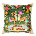 Axyaa LED Luminous Christmas Pillowcase with Santa Claus and Fawn Pattern