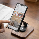 Axyaa Walnut Wood Mobile Stand for iPad Tablet, Adjustable Lifting and Rotating Bracket