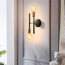 Axyaa Modern 2-Head Wall Sconce in Black & Gold for Bedroom, Living, Dining Room