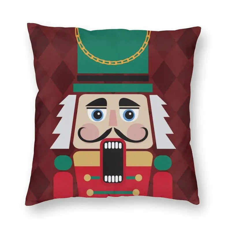 Nutcracker Doll Cushion Cover - Axyaa Square Throw Pillow for Christmas Home Decor
