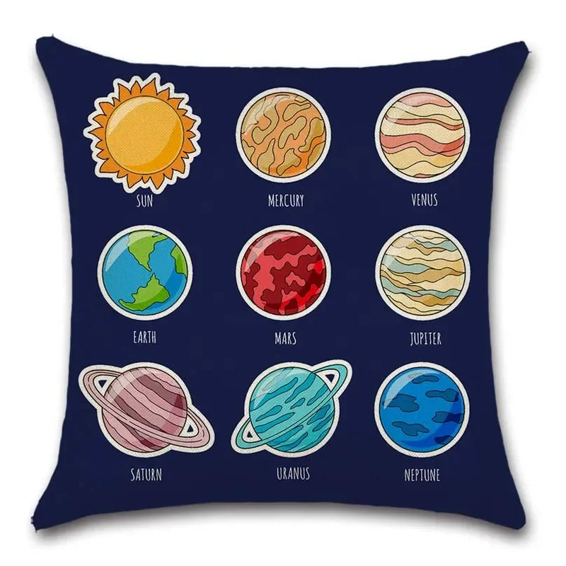 Solar System Sun Planet Print Cushion Cover 45X45CM for Axyaa Brand