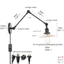 Axyaa Industrial Loft Swing Arm Wall Sconce Clear Glass Pull Chain Switch Bedside Lamp