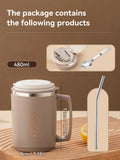 Axyaa Double-Layer Coffee Cup with Spoon and Straw - Insulated Stainless Steel Water Mug
