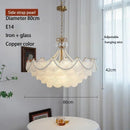 Axyaa Modern Shell Glass Chandelier - Copper Pendant LED Light for Home Decor