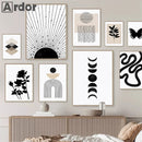 Geometric Arch Line Canvas Wall Art Print for Modern Home Decor by Axyaa