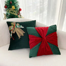 Axyaa Flannelette Bow Christmas Pillowcase 45x45 - Holiday Sofa Cushion Cover