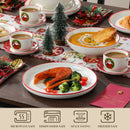 Axyaa 12/30 Pc Christmas Dinnerware Set: Christmas Tree Ceramic Plate, Dinner/Dessert/Soup/Bowl/Mug