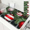 Axyaa Christmas Fir Desk Drain Pad: Non-slip Kitchen Counter Mat for Drying Dishware