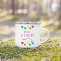 Enamel French Printed Coffee Cup with Handle - Best Thanks Gift for Atsem by Axyaa