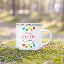 Enamel French Printed Coffee Cup with Handle - Best Thanks Gift for Atsem by Axyaa
