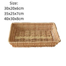 Axyaa Rattan Ellipse Food Storage Tray - Woven Serving Basket for Fruit, Vegetable, Cake