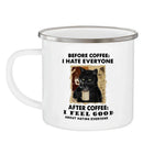 Axyaa Cat Lover Enamel Mug 11oz for Morning Coffee - Before Coffee I Hate Everyone