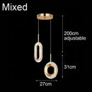 Axyaa LED Crystal Pendant Lamp - Modern Round/Oval Suspension Light for Bedroom, Dining Room