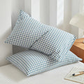 Axyaa Soft Cotton Pillowcase Chequer Grid Pattern 48x74cm Bedding Pillow Cover Set