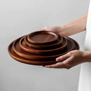 Axyaa Wooden Food Storage Tray: Round Tea Dessert Cake Plate & Household Organizer