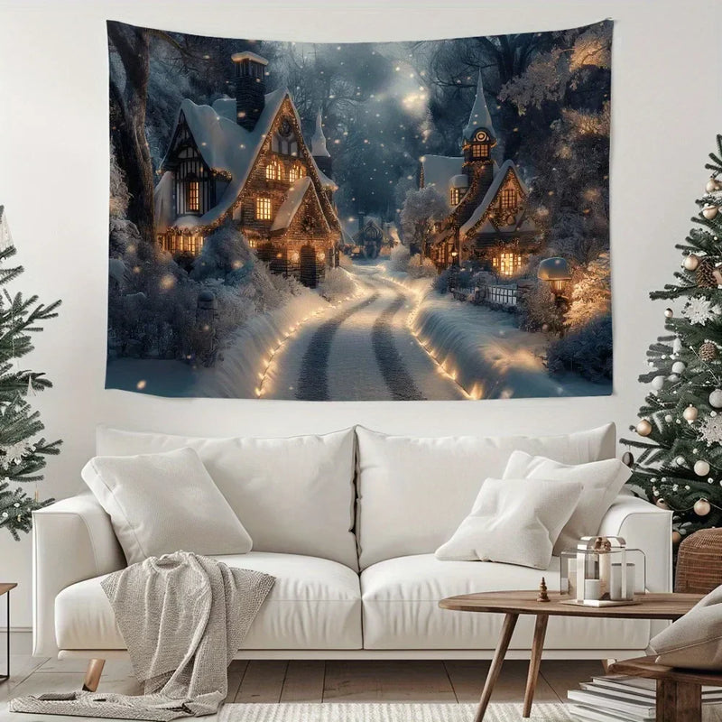 Winter Town Landscape Tapestry for Axyaa Home & Outdoor Decor