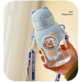 Axyaa Kids Straw Cup with Shoulder Strap - Leakproof & Portable - Cartoon Design