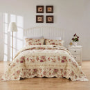 Axyaa Antique Rose Cotton Bedspread Set, Queen, Ecru, 3-Piece