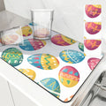 Axyaa Easter Egg Plants Absorbent Rubber Backed Drying Mat for Kitchen & Bathroom