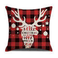 Axyaa Christmas Linen Print Throw Pillow Cover for Home Sofa, Living Room and Bedroom