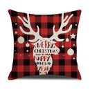 Axyaa Christmas Linen Print Throw Pillow Cover for Home Sofa, Living Room and Bedroom
