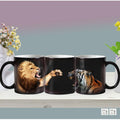 Axyaa Color Changing Animal Ceramic Mug Lion Tiger Heat Sensitive Coffee Cup