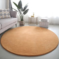 Red Coral Velvet Round Rug by Axyaa - Soft, Thick, Non-Slip Floor Mat for Living Room