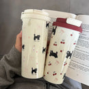 Cute Cherry Cat Water Bottle Tumbler with Straw - Axyaa Brand