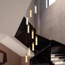 Axyaa Villa Pendant Light: Modern Loft Duplex Design, Rotating Staircase, Marble Copper Texture