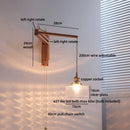 Axyaa Glass Flower LED Wall Lamp with Flexible Arm, Wood Modern Nordic Design