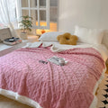 Axyaa Diamond Striped Plush Fleece Sofa Throw Blanket for Warmth & Comfort