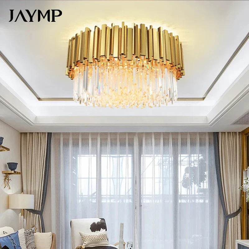 Axyaa Silvery Crystal Ceiling Chandelier for Luxury Home Decor.