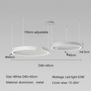Axyaa Modern Semicircular LED Chandelier for Dining Living Bedroom in Black White