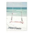 Beach Flamingo Canvas Wall Art by Axyaa - Sea Wave Starfish Shell, Palm Tree, Pineapple