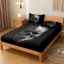 Axyaa Skull Pattern Fitted Sheet Set - Soft & Comfortable Bedding for Bedroom & Dorm