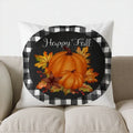 Axyaa Grateful Blessed Pumpkins Checkered Fall Pillow Cover