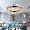 Axyaa Modern LED Crystal Chandelier in Gold Chrome for Luxury Home Decor