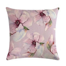 Axyaa Leaf Pattern Decorative Cushion Cover Pink Flower Linen Pillow Case