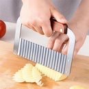 Axyaa Stainless Steel Potato Chip Wavy Cutter - Crinkle Slicer for Vegetables & Fruits