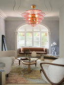 Colorized Glass Leaves Chandelier by Axyaa: Stoned Art Glass, Dimming Function