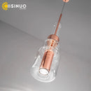 Axyaa Cylinder Glass Pendant Light: Minimalist Bamboo-Inspired Ceiling Lamp