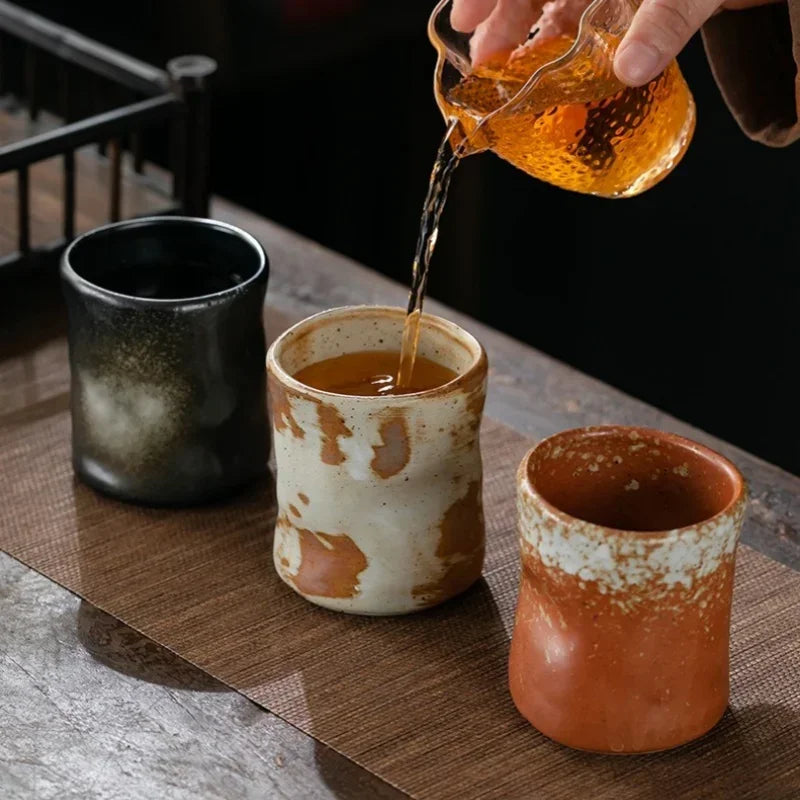 Axyaa Coarse Pottery Coffee Cup Hand Holding Retro Japanese Ceramic Espresso Cup