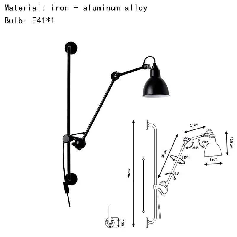 Axyaa Rotatable Wall Lamp for Bedroom Reading Parlor Sconce - Black/Yellow/Orange