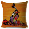 Axyaa Abstract African Woman Decorative Cotton Linen Cushion Cover