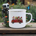 Axyaa Festive Red Car Enamel Mug Christmas Drinkware for Cozy Holidays