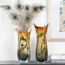 Axyaa Enamel Color Crystal Glass Vase, High-End Transparent Glass, Elegant Living Room Decor