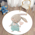Round Rabbit Print Rug for Kids' Room | Axyaa's Cartoon Rabbit Mat