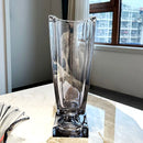 Axyaa Crystal Glass Vase: Light Luxury Style, Large-Mouthed for Living Room Decor
